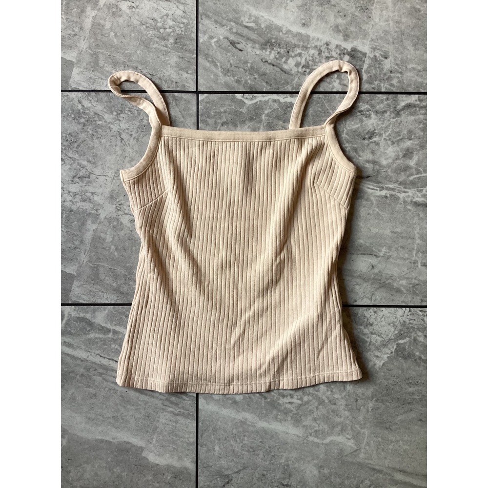Citizens of Humanity NWOT Harper Tank Ribbed Square Neck Top Peach Beige Small